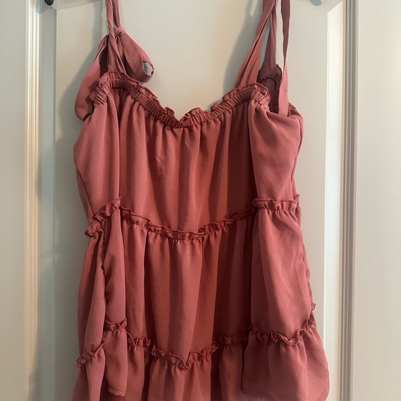 NWT Crazy Co by Casual Corner Mauve Pink Ruffle Tank Top Blouse Medium - Picture 3 of 5